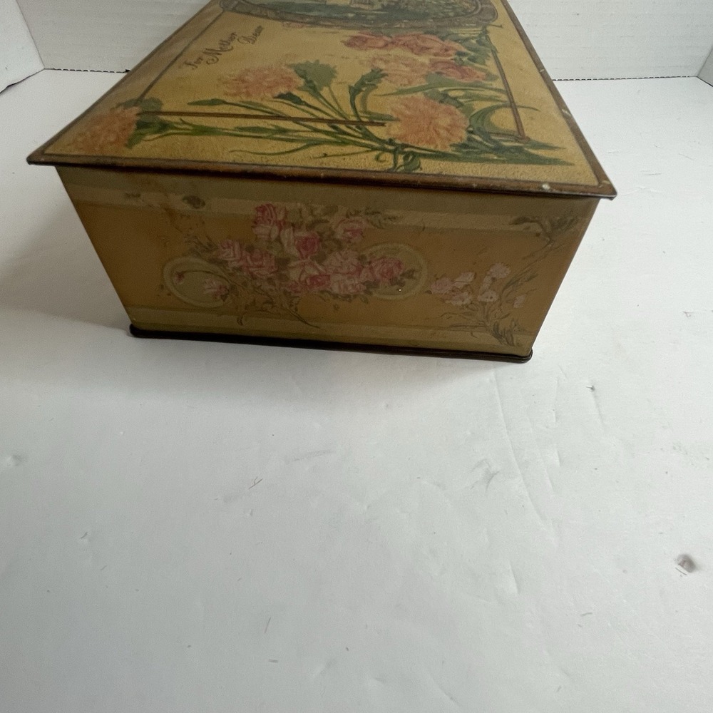 Art Nouveau Vassar Chocolates For Mother Dear Tin Canco VTG Cottage Roses Metal - Picture 9 of 13